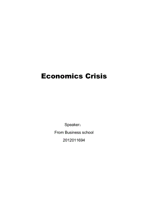 Economics Crisis英文论文金融危机.doc