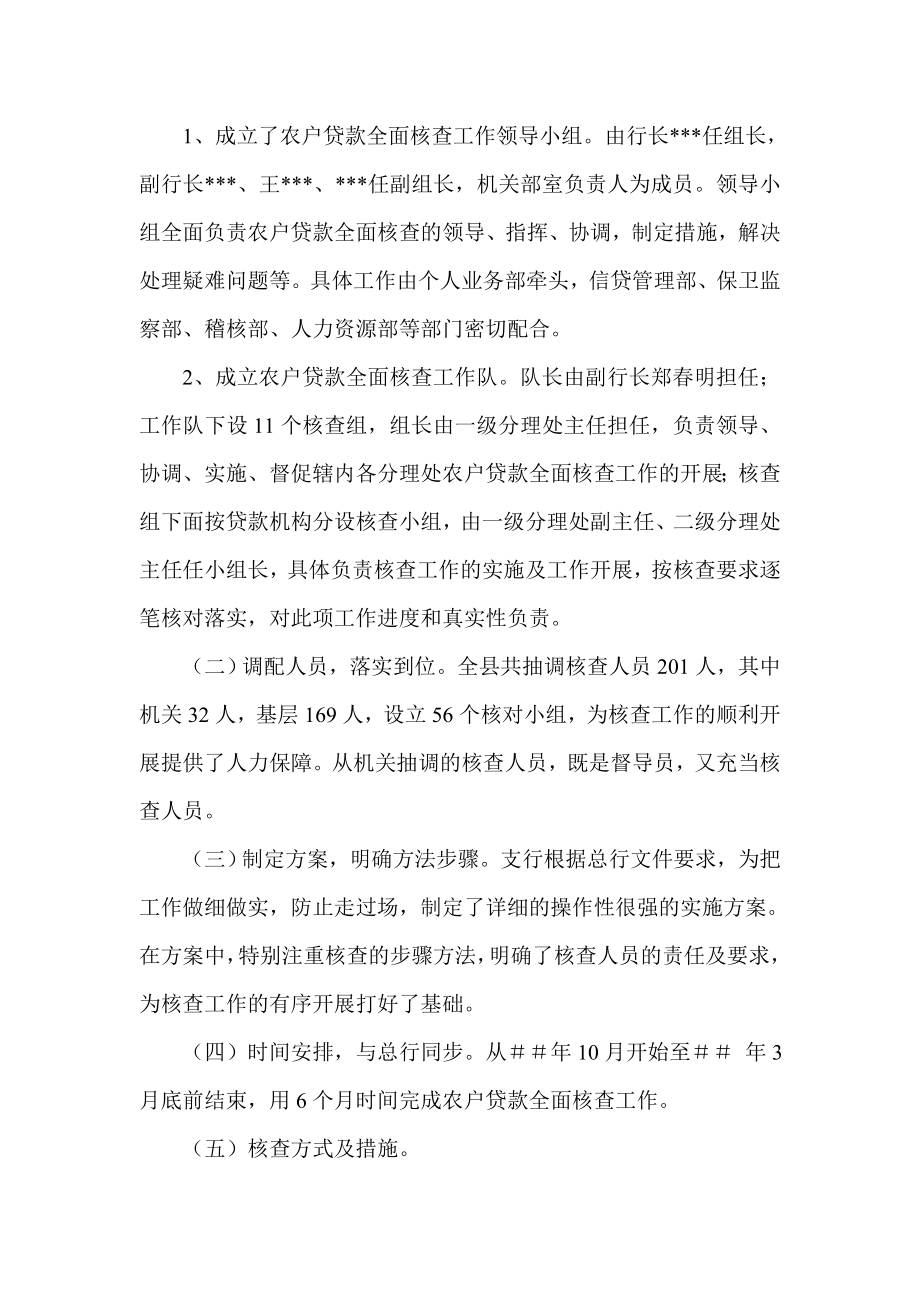 银行支行全面核查小额农户贷款工作贯彻落实的情况报告.doc_第2页