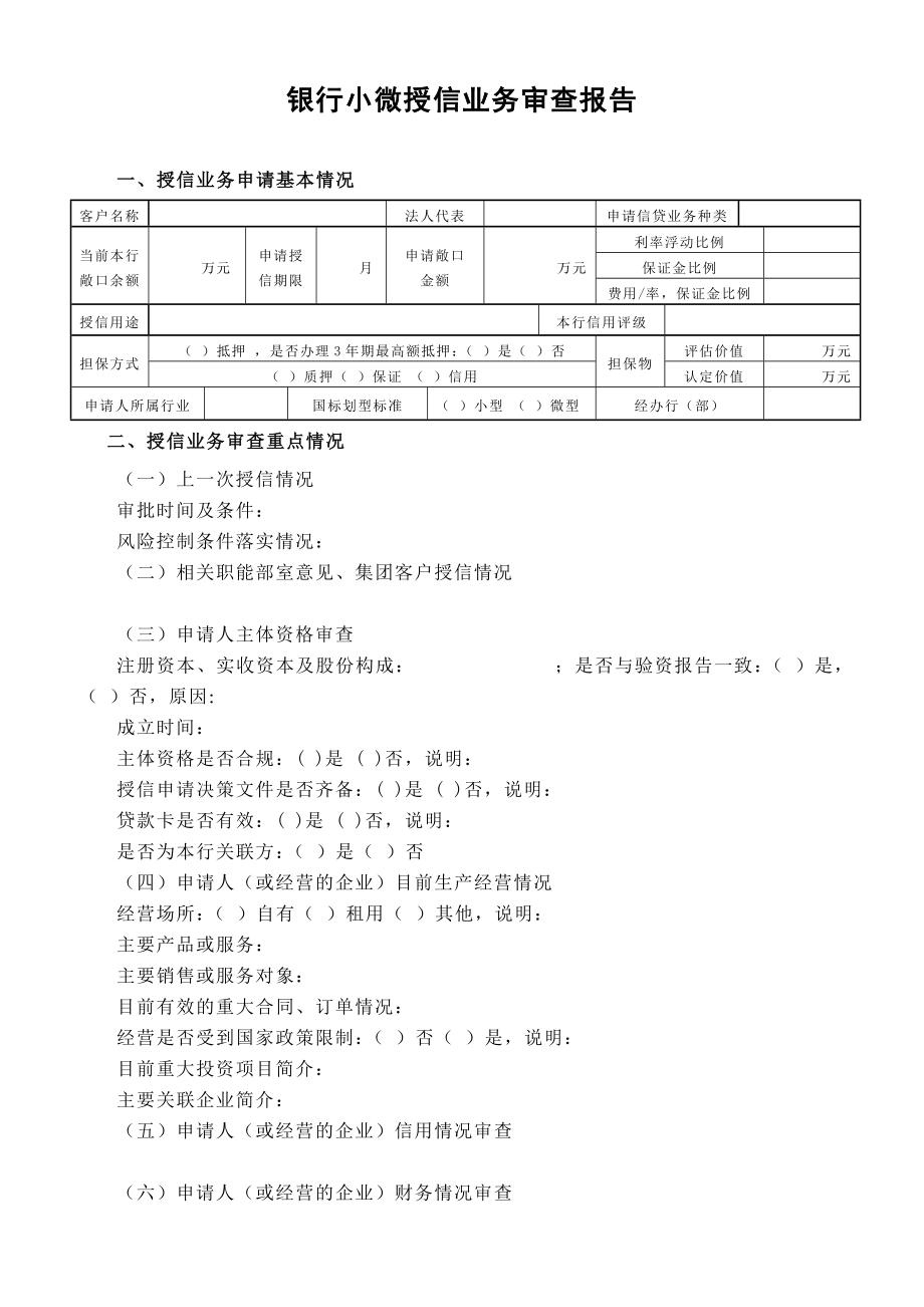 银行小微授信业务审查报告.doc_第1页