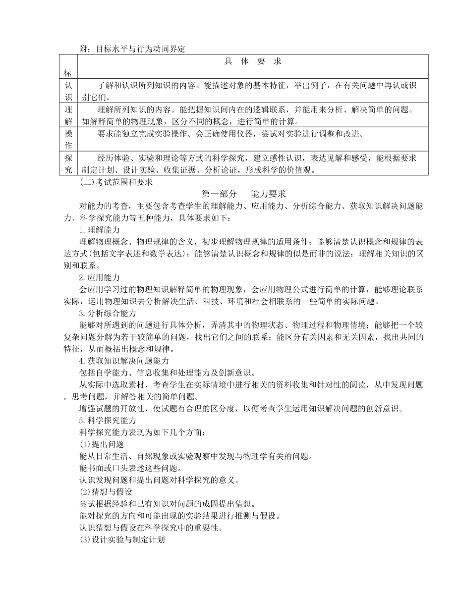 广东省河源市初中毕业生学业考试理科综合（物理、化学）考试说明.doc_第2页