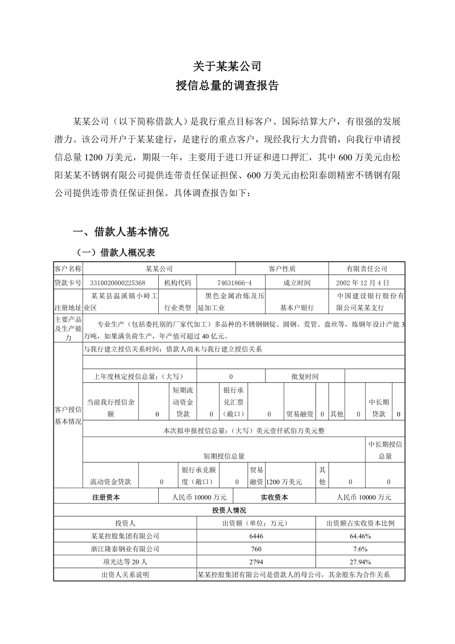 银行公司贷款调查报告.doc_第1页