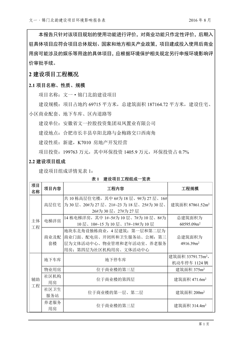 环境影响评价报告公示：安徽省文一控股投资集团双凤置业文一锦门北韵建设环境影响环评报告.doc_第3页