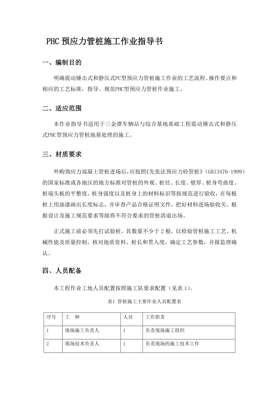 PHC预应力管桩作业指导书.doc_第1页