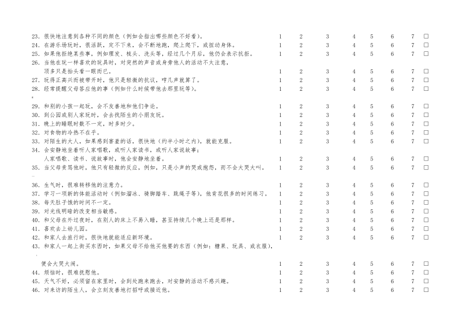 3-7岁儿童气质量表(幼教机构与家长皆适用).doc_第2页