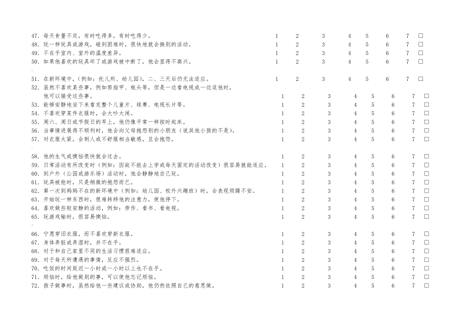 3-7岁儿童气质量表(幼教机构与家长皆适用).doc_第3页