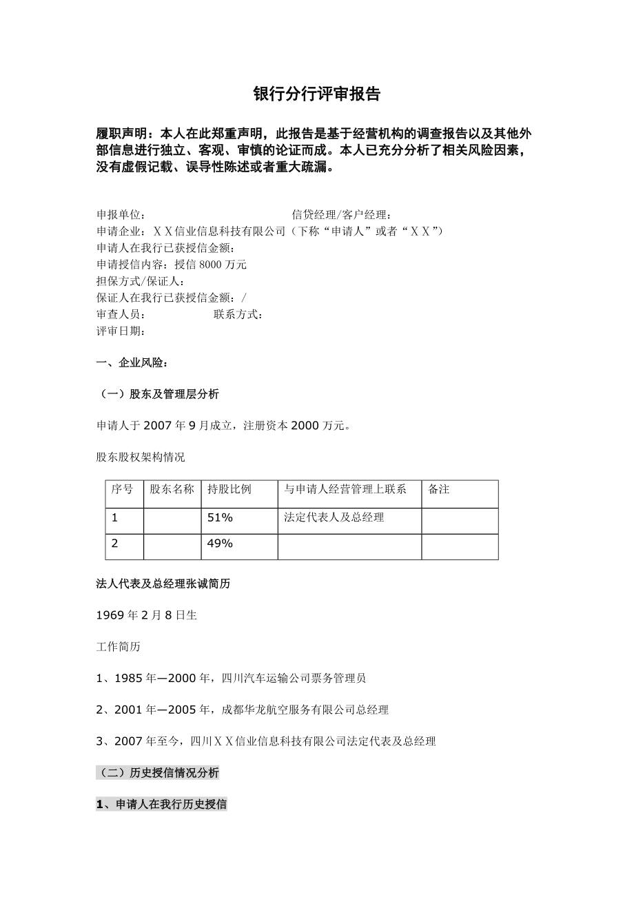 银行分行评审报告.doc_第1页