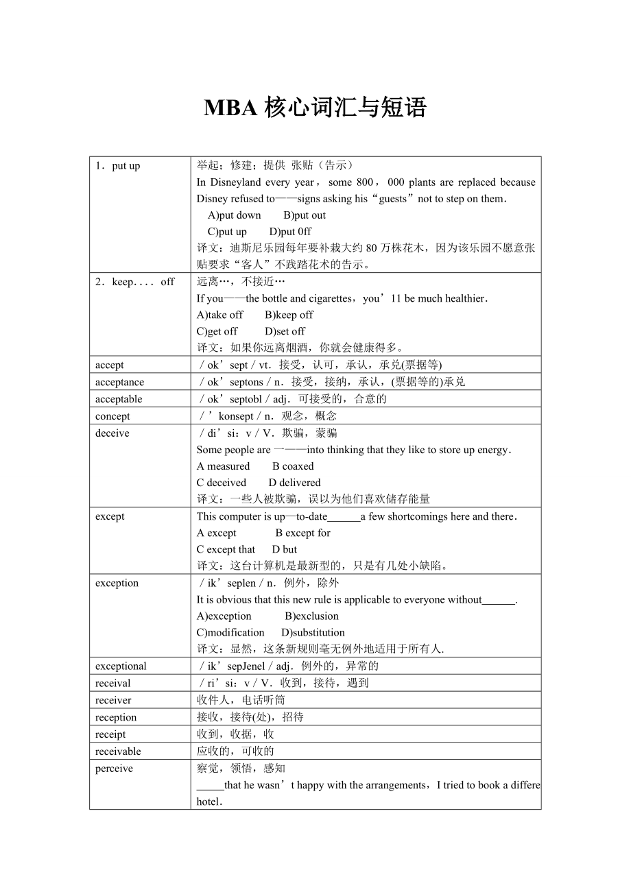 MBA核心词汇与短语.doc_第1页