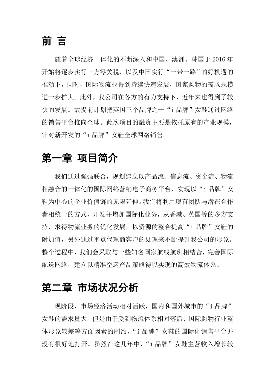 “i品牌”女鞋全球网络销售项目融资计划书.doc_第3页