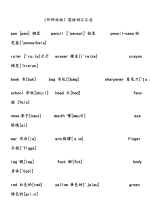 (外研社版)小学英语单词(带音标).doc