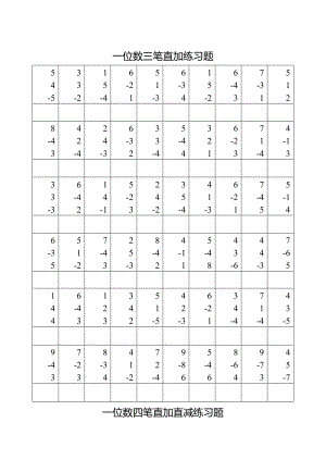 一位数直加直减测验题.doc