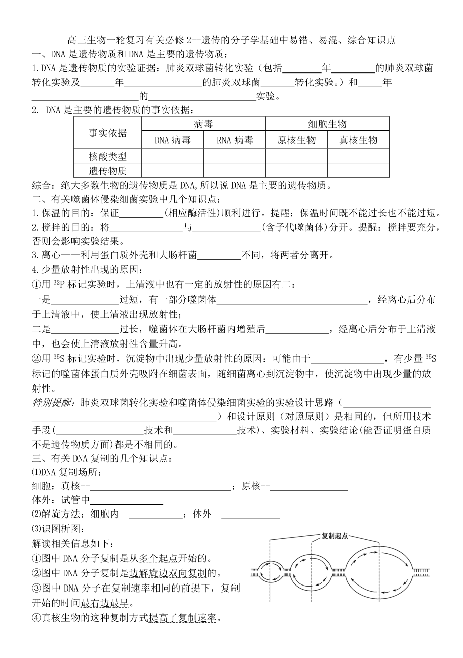 遗传的分子学基础易混点.doc_第1页