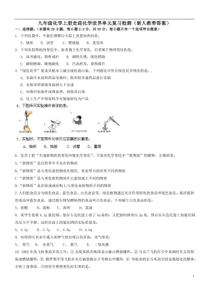 九年级化学上册走进化学世界单元复习检测.doc