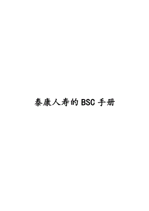 制度手册人寿BSC手册.doc