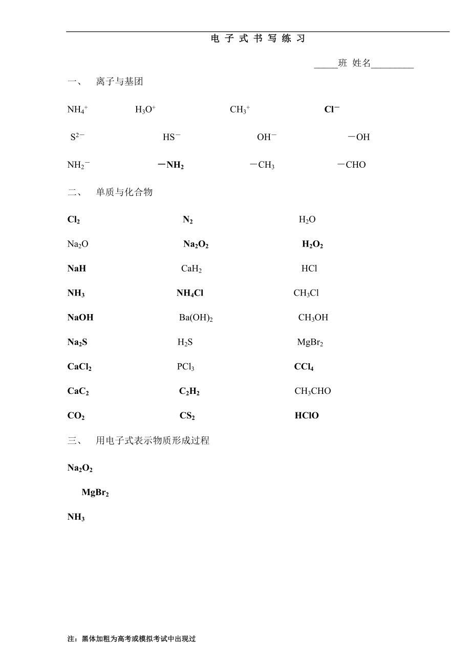 电子式书写练习及常见错误[1].doc_第1页