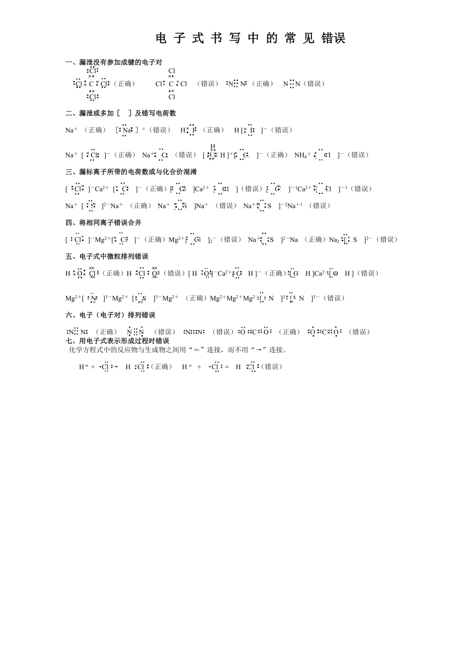 电子式书写练习及常见错误[1].doc_第2页