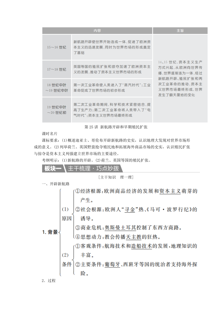 高考历史一轮复习 第25讲 新航路开辟和早期殖民扩张教案 新人教版..doc_第2页