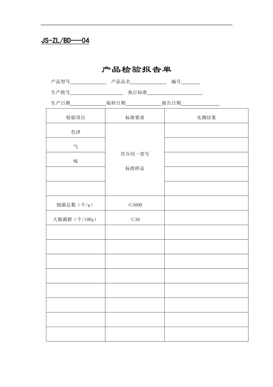 产品检验报告单表格模板、doc格式.doc_第1页