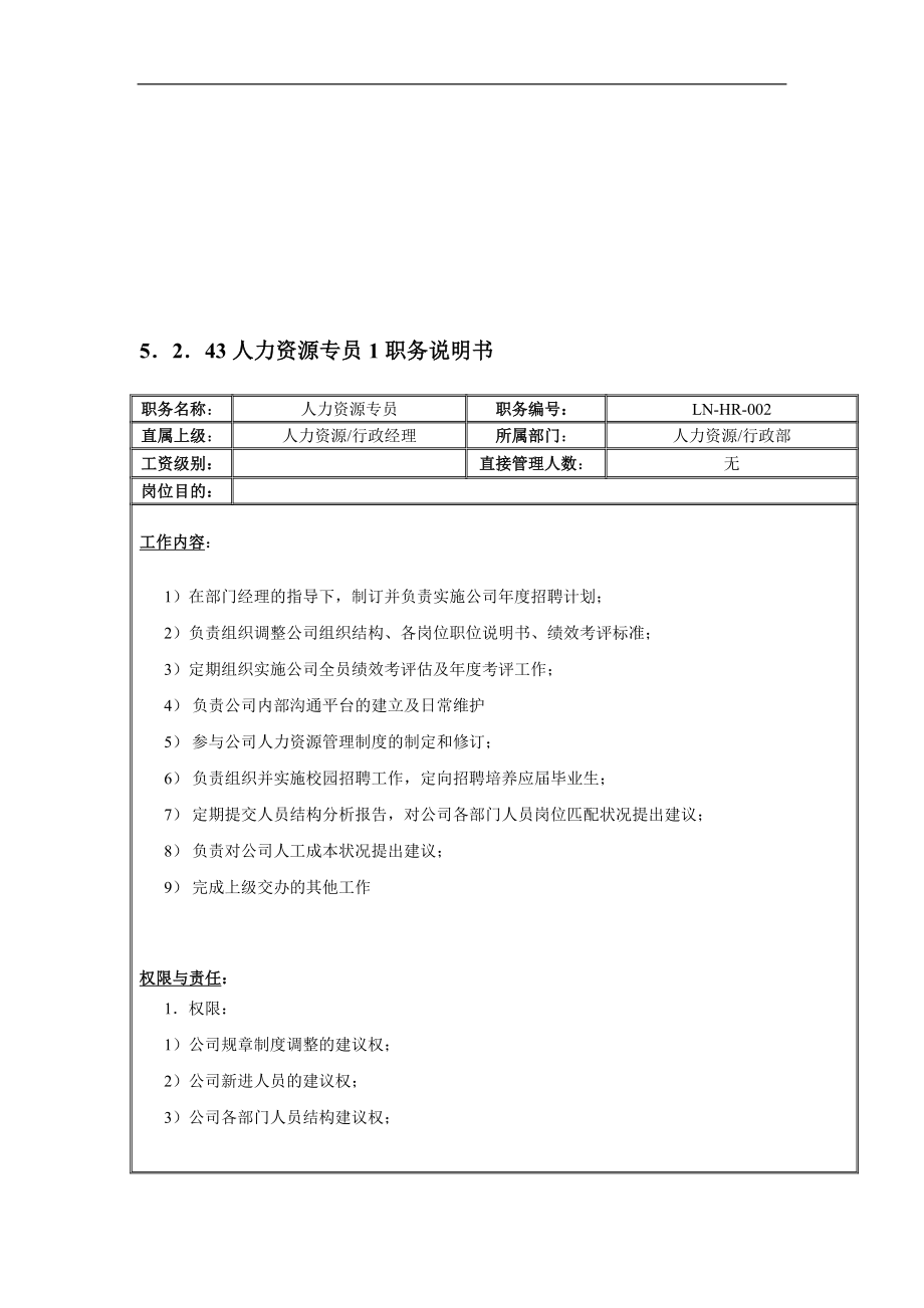 人力资源部职务说明书.doc_第3页