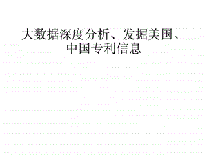 大数据深度分析发掘美国中国专利信息.ppt