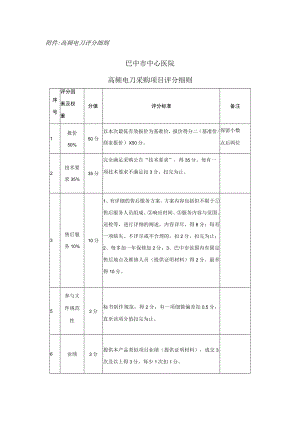 高频电刀评分细则巴中市中心医院高频电刀采购项目评分细则.docx