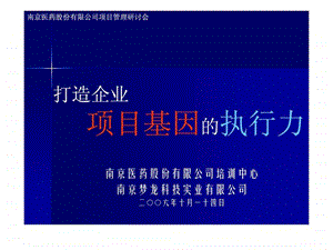 打造企业项目基因的执行力.ppt