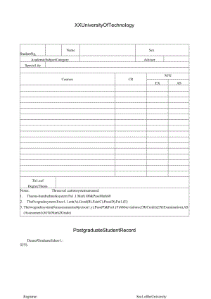 XX科技大学研究生英文成绩单样表.docx