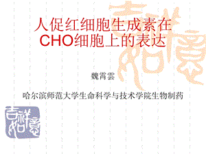 人促红细胞生成素在CHO细胞上的表达.ppt