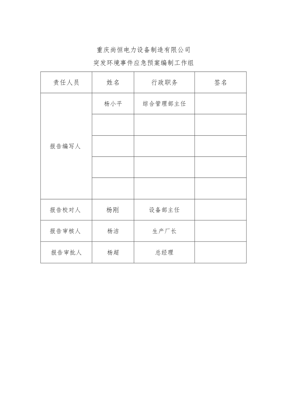 重庆尚恒电力设备制造有限公司突发环境事件应急预案.docx_第2页