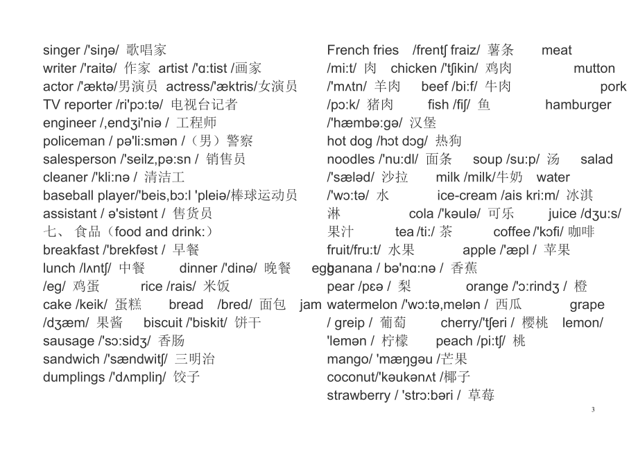 小学英语单词分类表(带音标)[1].doc_第3页