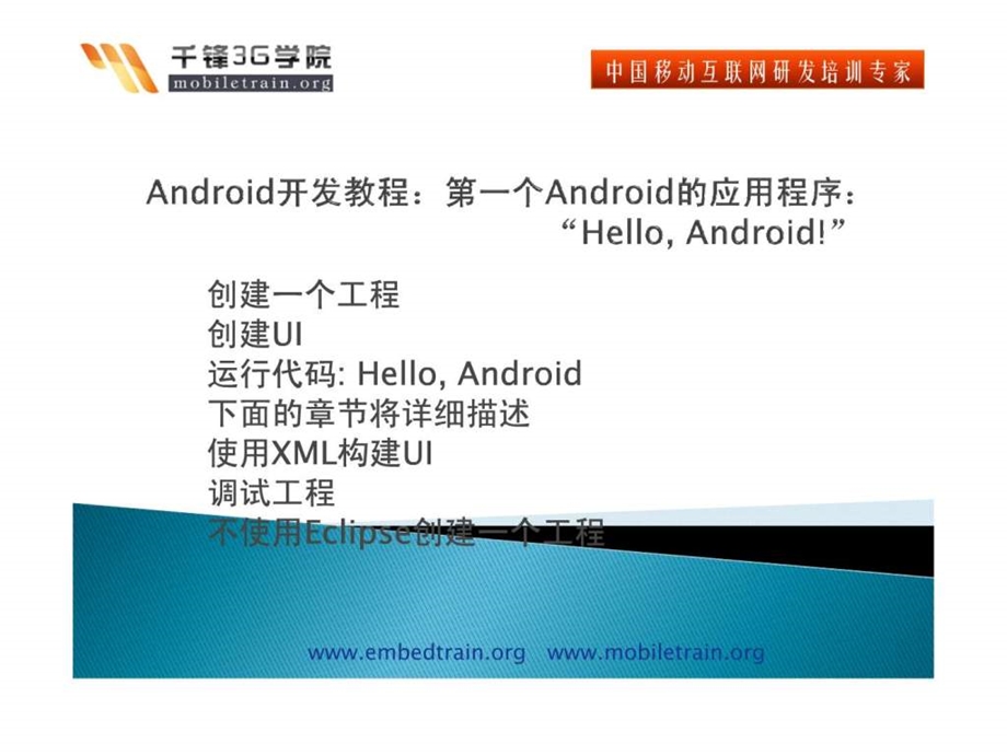 android开发教程第一个android的应用程序helloan....ppt_第1页