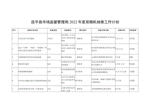 连平县市场监督管理局2022年度双随机抽查工作计划.docx