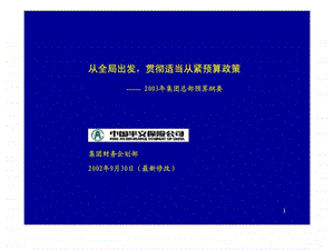 中国平安保险公司从全局出发贯彻适当从紧预算政策2003年集团总部预算纲要.ppt