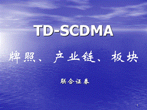 TDSCDMA牌照产业链板块.ppt