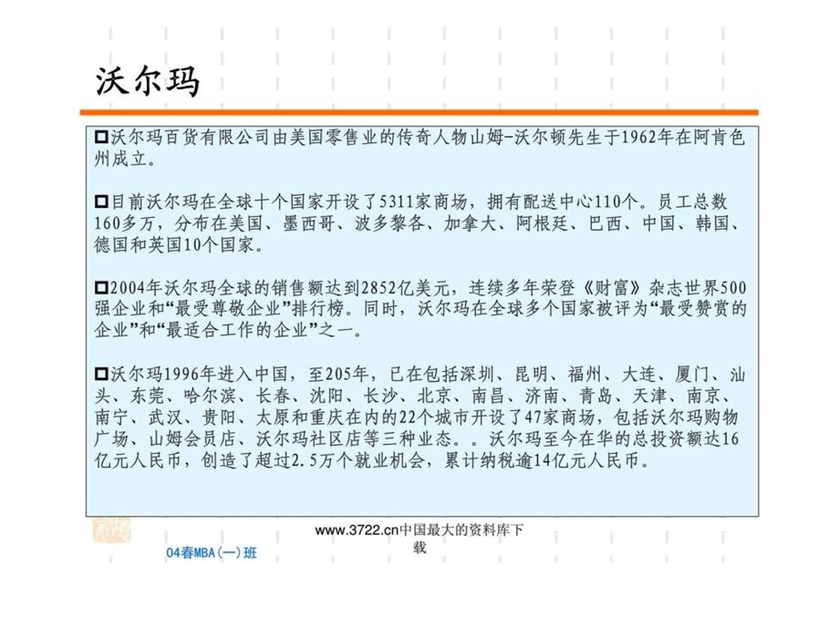 沃尔玛丶麦德龙丶好又多三家零售企业运作管理案例分析报告.ppt_第3页