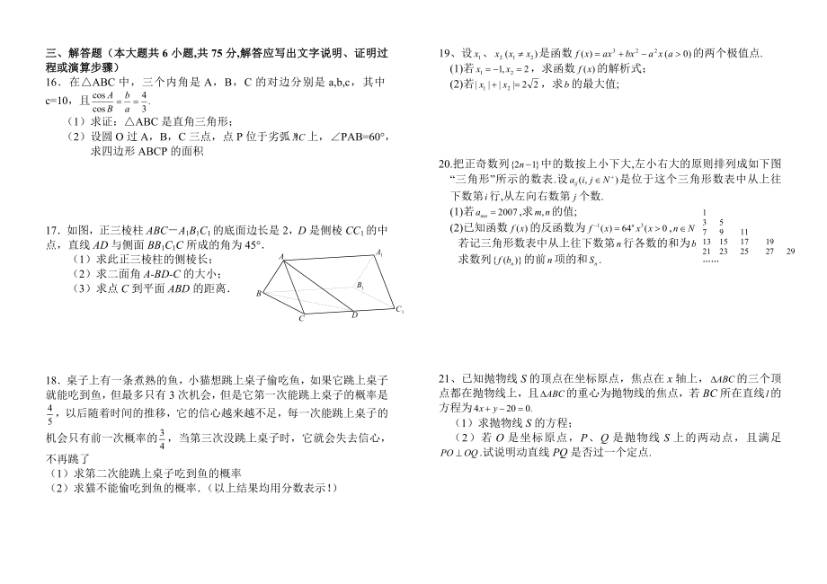 2011届高三文科数学综合训练题（十八）.doc_第2页