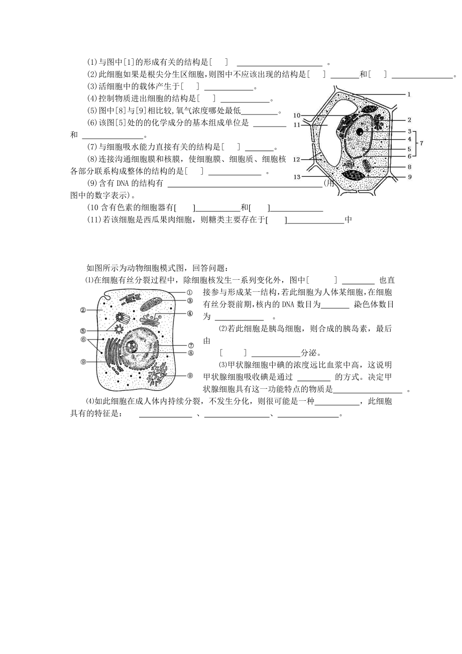 下图中A与B分别表示动物或植物的细胞亚显微结构模式图[1].doc_第3页