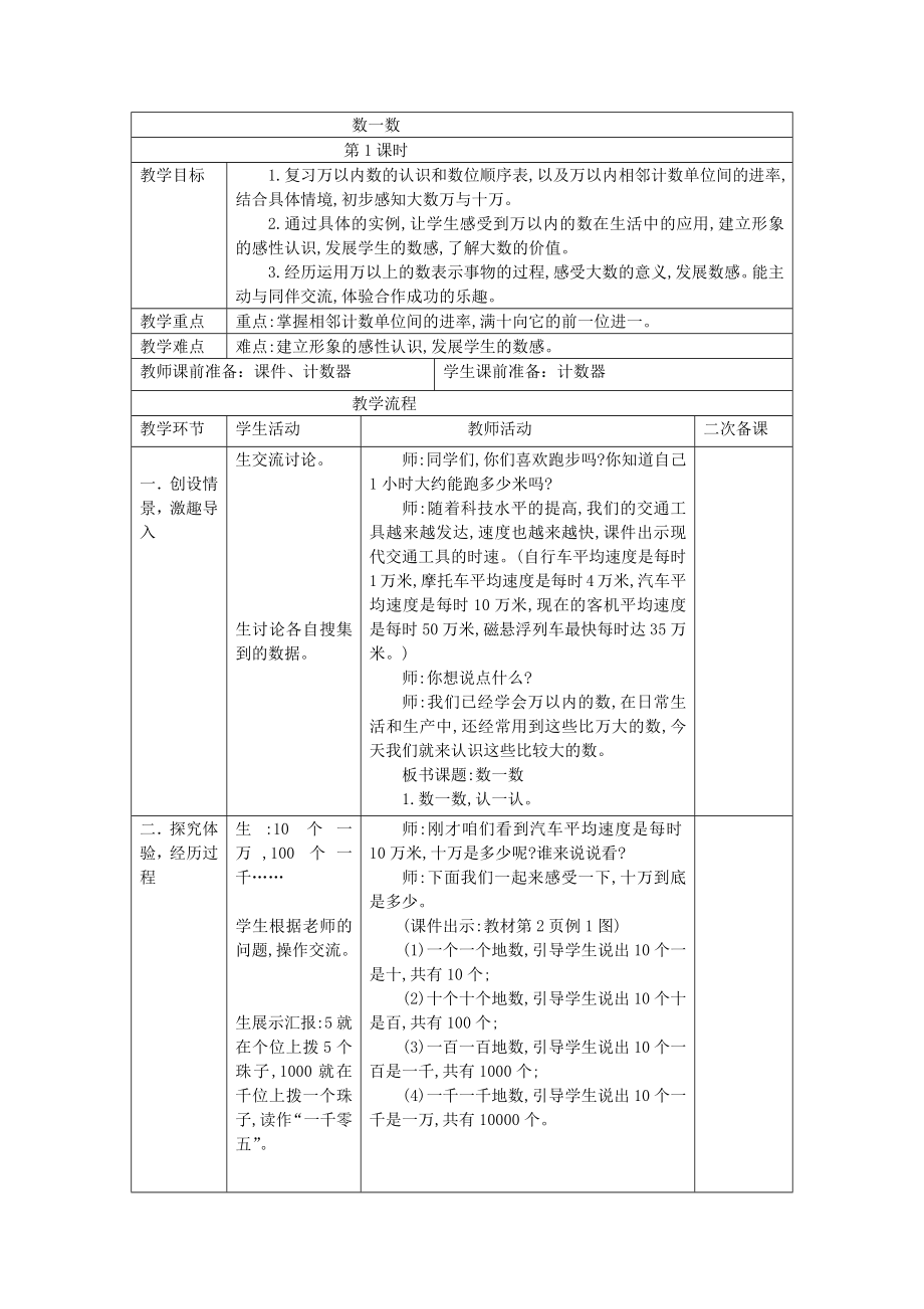 2020年新北师大版--四年级数学上册-全册教案--表格式.docx_第3页