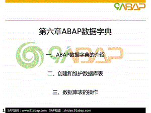 ABAP培训第六章数据字典91ABAPSAP实战中心.ppt.ppt