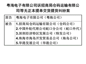 精华仓码运输无限公司等无正本提单交货提货胶葛案.ppt