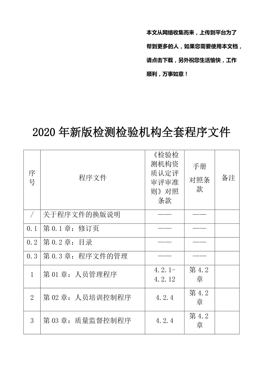 2020年新版检测检验机构全套程序文件.docx_第1页