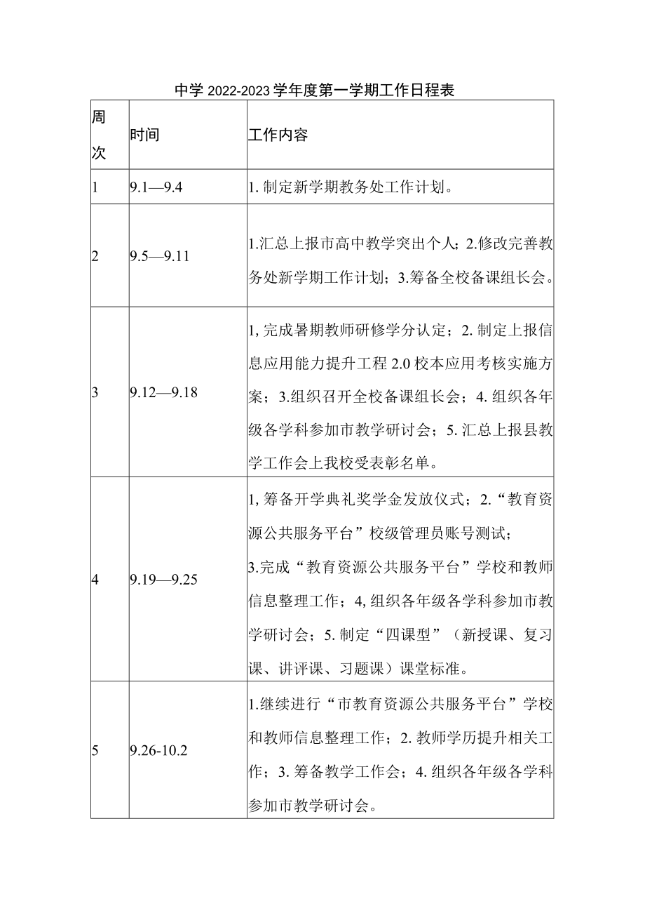 中学2022--2023学年度第一学期工作日程表.docx_第1页