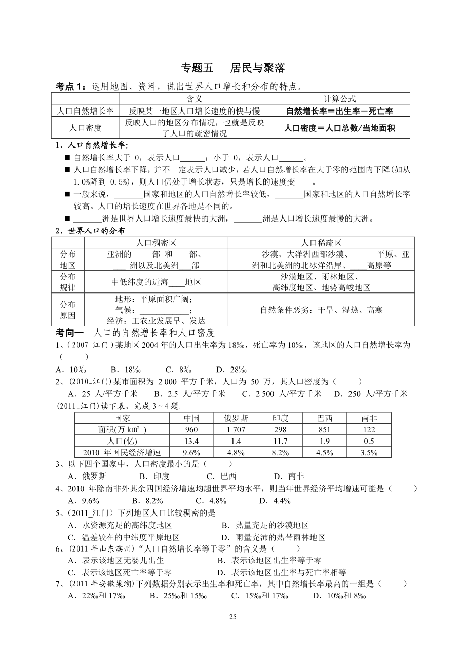 专题五居民与聚落.doc_第1页