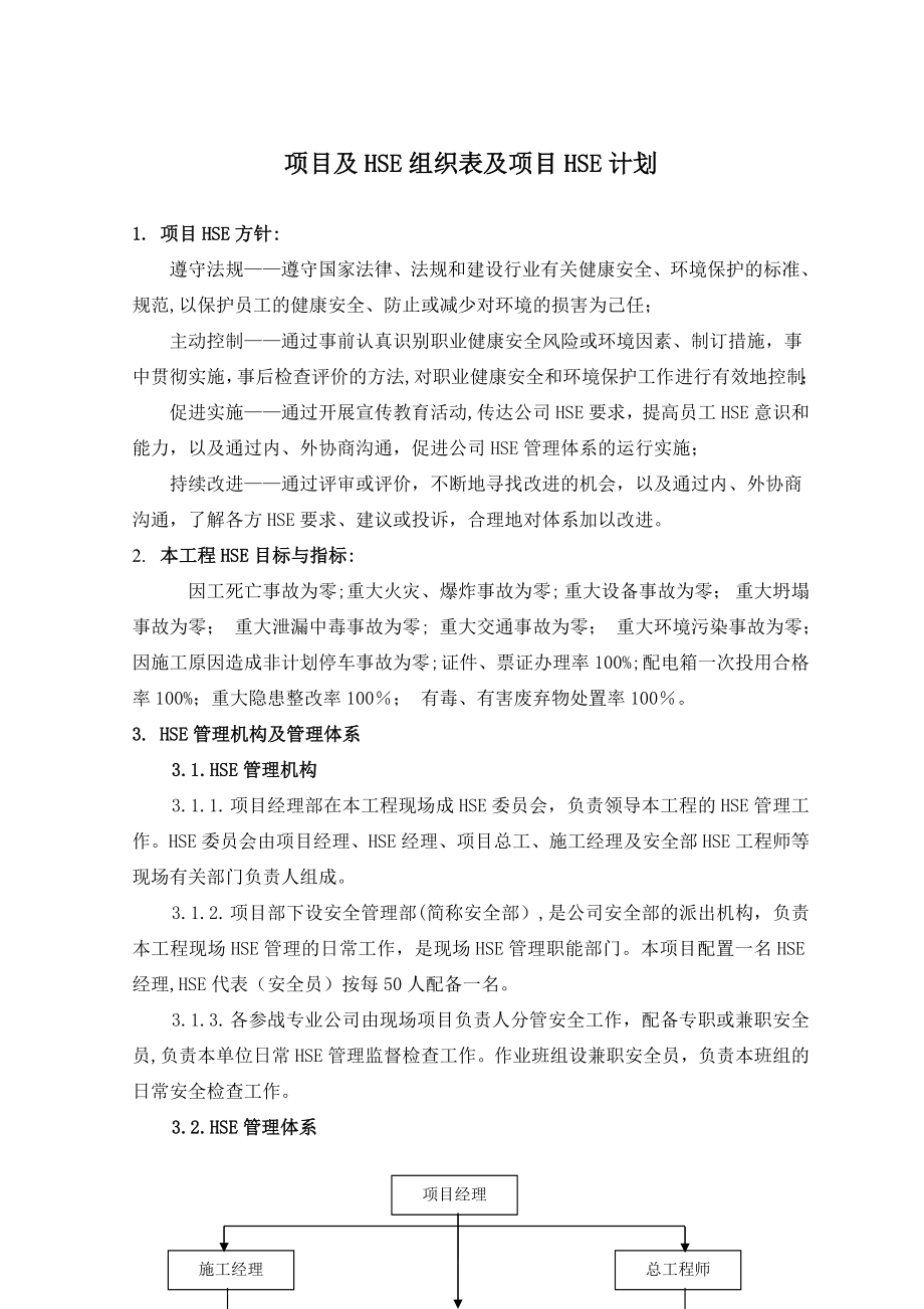 HSE施工组织设计【整理版施工方案】.doc_第1页