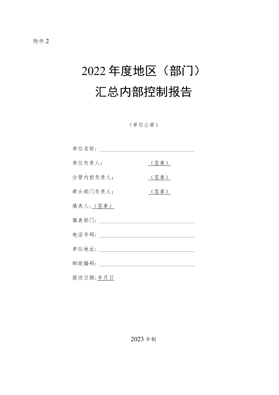 2022年度地区（部门）汇总内部控制报告.docx_第1页