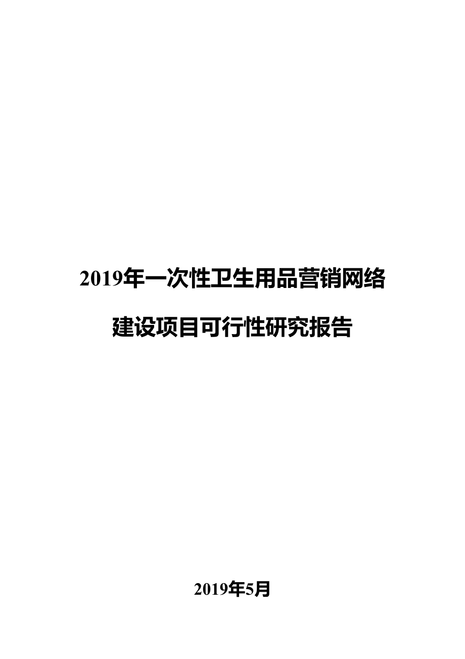 2019年一次性卫生用品营销网络建设项目可行性研究报告.docx_第1页