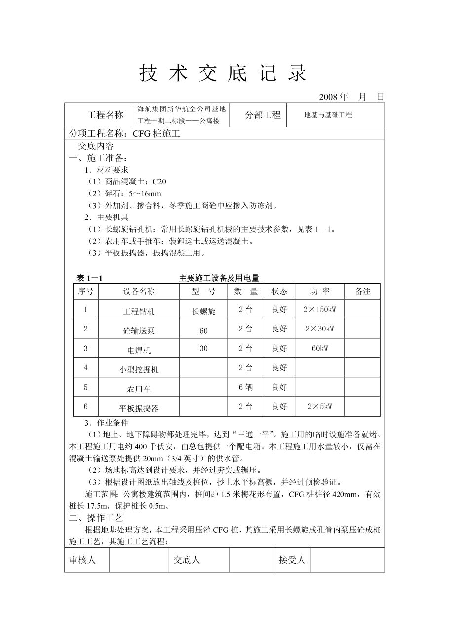 CFG桩技术交底公寓楼1.doc_第1页