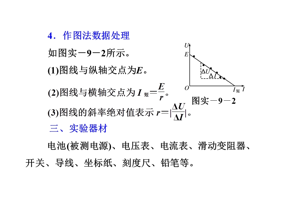 一实验目的掌握用电压表和电流表测量电源电动势和.ppt_第3页