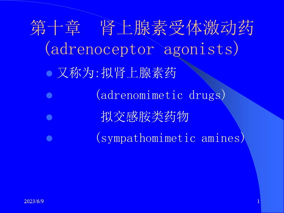 药理学第10章肾上腺素受体激动药.ppt_第1页