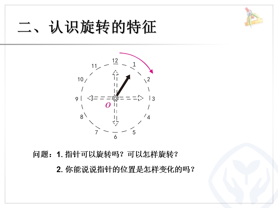 例1认识旋转的特征例2在方格纸上旋转三角尺.ppt_第3页