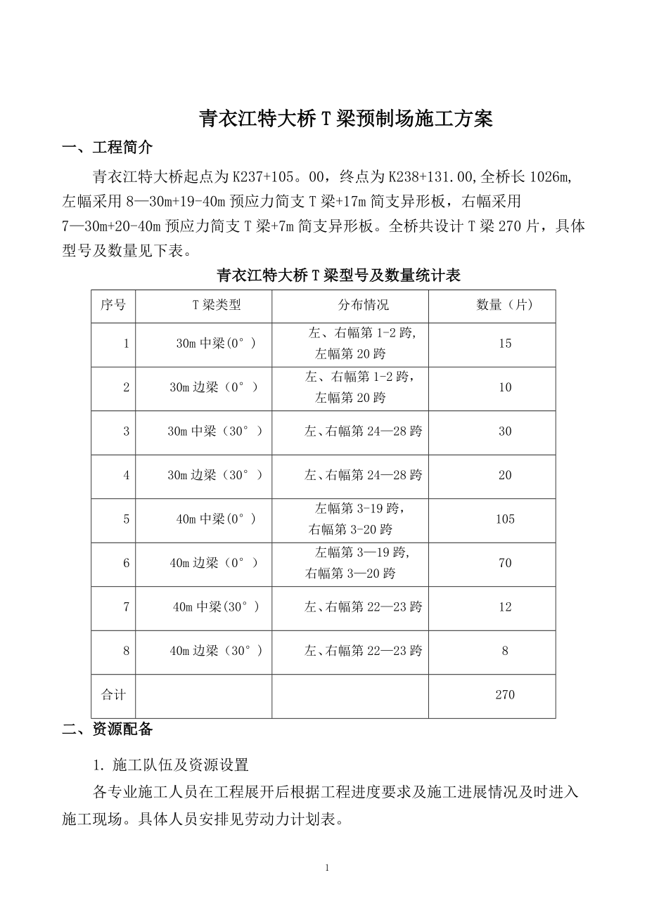 【建筑施工方案】青衣江特大桥T梁预制场施工方案.doc_第1页